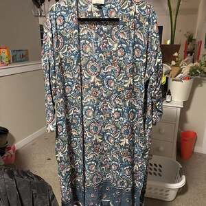 Ann Taylor LOFT Blue Paisley cardigan